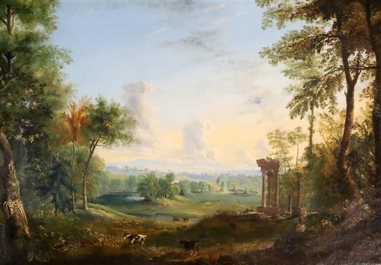 Manner of Claude Gellee called Claude Lorrain (1600-1682), 18th Century French School, classical landscape, oil on canvas